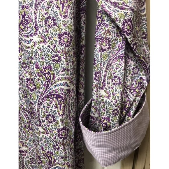 NWT Ralph Lauren Chaps No Iron Floral Button-Up Shirt Size 2x Contrast Cuffs - Picture 5 of 6